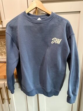 Zara Blue Crewneck Sweatshirt with White Script Logo